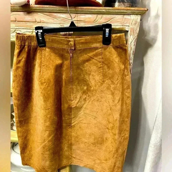 Hunt Club Womens 100% Camel Suede Leather skirt Size 12 - Picture 5 of 6